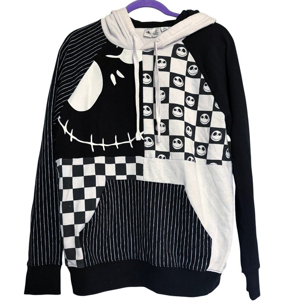 Disney Nightmare Before Christmas Jack Skellington Patchwork Hoodie L Halloween